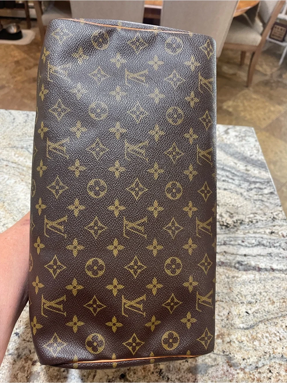 Louis Vuitton Speedy 35 Monogram Canvas Duffel with Vachetta Leather Handles